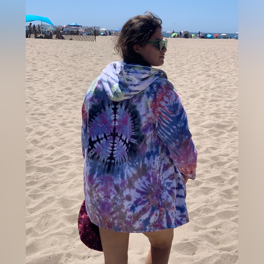 DISCOUNTED SHIPPING Hand dyed coat w/ peace sign